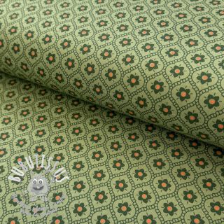 Tissu coton Flowers moss green