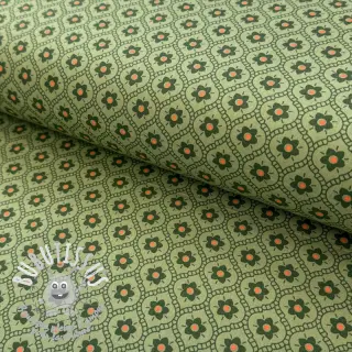 Tissu coton Flowers moss green