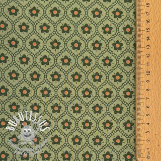 Tissu coton Flowers moss green