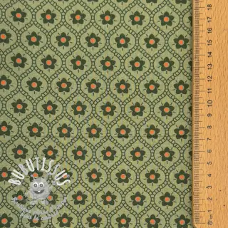 Tissu coton Flowers moss green