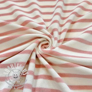 Tissu velours jersey YARN DYED Stripe rose