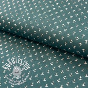 Tissu coton Petit anchors petrol