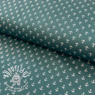 Tissu coton Petit anchors petrol