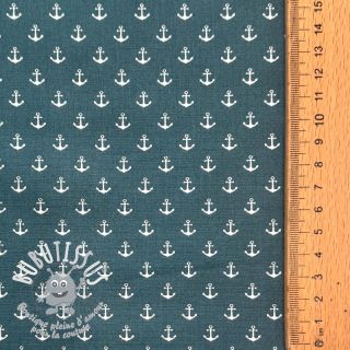 Tissu coton Petit anchors petrol