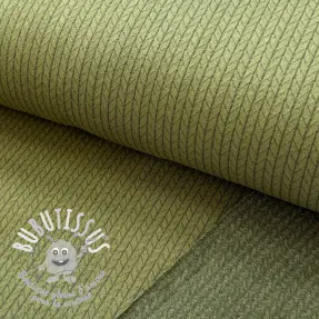 Tissu maille tricot RECYCLED Cable khaki