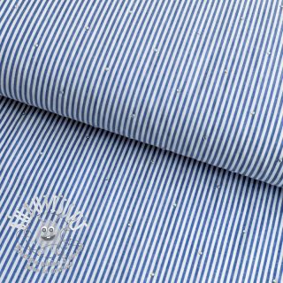 Tissu coton YARN DYED Stripes with studs blue