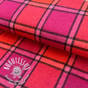 Tissu pour tailleur femme BRUSHED Check cerise