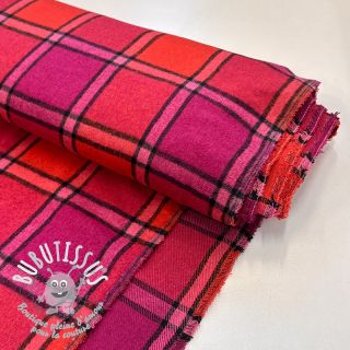 Tissu pour tailleur femme BRUSHED Check cerise