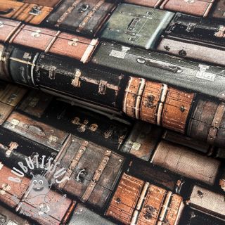 Tissu déco Suitcases grey digital print