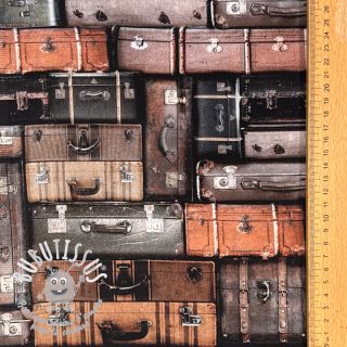 Tissu déco Suitcases grey digital print