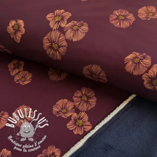 Softshell Flowers aubergine digital print