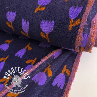 Tissu de manteau TEDDY JACQUARD Tulips navy