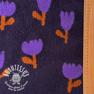 Tissu de manteau TEDDY JACQUARD Tulips navy