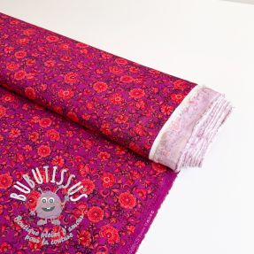 Viscose POPLIN STRETCH Flowers fuchsia digital print