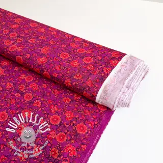 Viscose POPLIN STRETCH Flowers fuchsia digital print