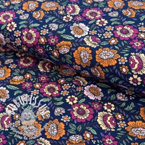 Jersey Flowers tossed navy