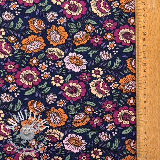 Jersey Flowers tossed navy