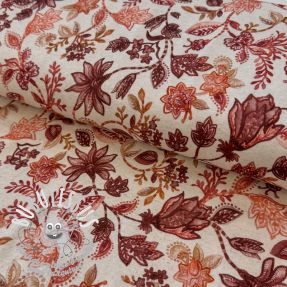 Jersey Lin Flowers cognac digital print