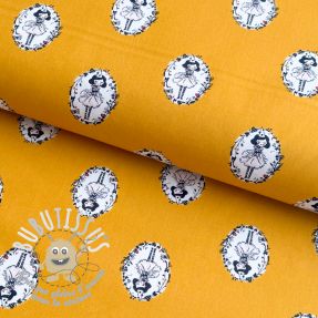 Tissu coton Arlequeen medailon ochre