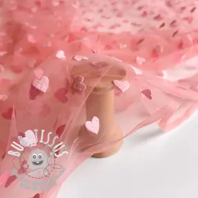 Tulle pour jupe tutu Flock shiny hearts old pink
