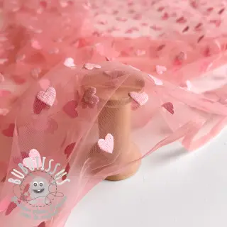 Tulle pour jupe tutu Flock shiny hearts old pink