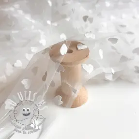 Tulle pour jupe tutu Flock shiny hearts offwhite