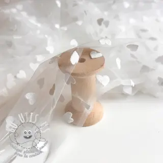 Tulle pour jupe tutu Flock shiny hearts offwhite