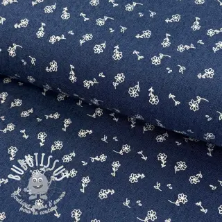 JEANS STRETCH Small retro flowers dark jeans
