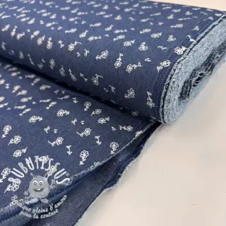 JEANS STRETCH Small retro flowers dark jeans