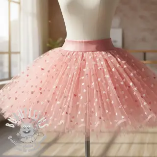 Tulle pour jupe tutu Flock shiny hearts old pink