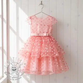 Tulle pour jupe tutu Flock shiny hearts old pink