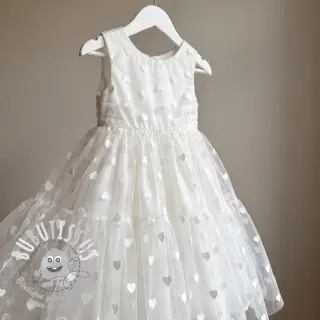 Tulle pour jupe tutu Flock shiny hearts offwhite