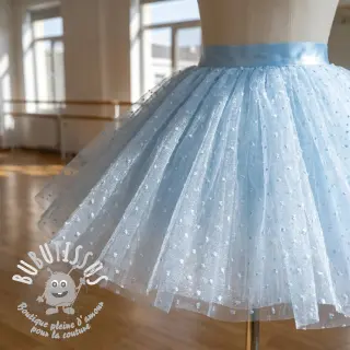 Tulle pour jupe tutu DOTS light blue