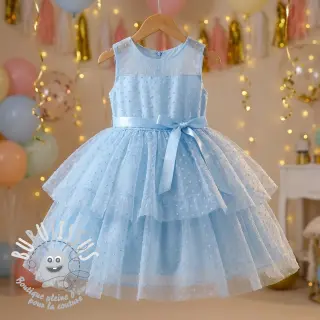 Tulle pour jupe tutu DOTS light blue