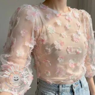 Tulle pour jupe tutu RETRO Flowers lavender