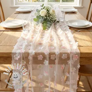 Tulle pour jupe tutu RETRO Flowers lavender