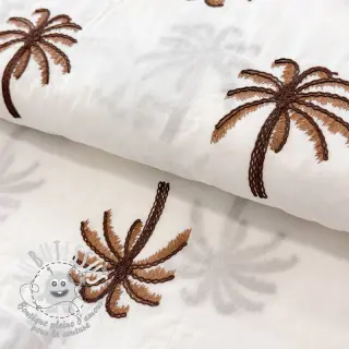 Tissu coton VOILE EMBROIDERY Palm brown