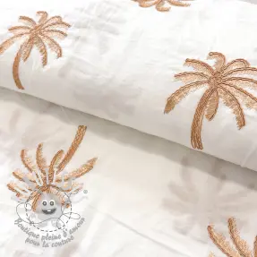 Tissu coton VOILE EMBROIDERY Palm naturals