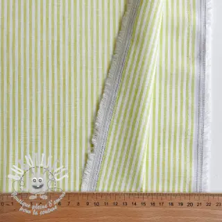 Tissu mélange lin et cotton Stripe lime