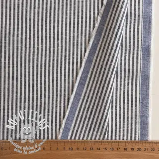 Tissu mélange lin et cotton Stripe navy