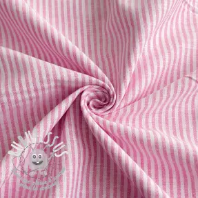 Tissu mélange lin et cotton Stripe fuchsia