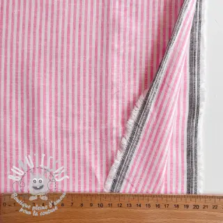 Tissu mélange lin et cotton Stripe fuchsia