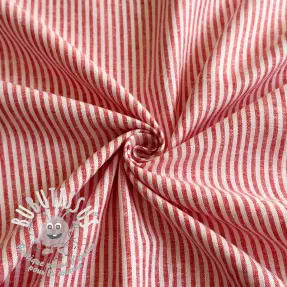 Tissu mélange lin et cotton Stripe red