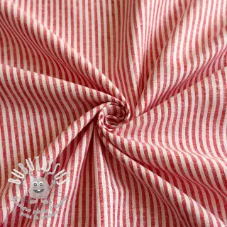 Tissu mélange lin et cotton Stripe red