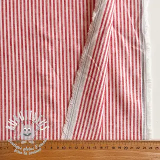 Tissu mélange lin et cotton Stripe red