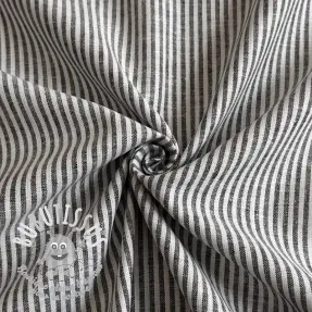 Tissu mélange lin et cotton Stripe black