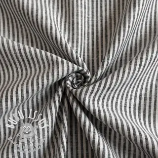Tissu mélange lin et cotton Stripe black