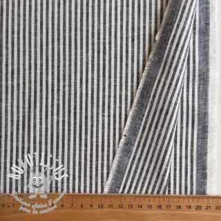 Tissu mélange lin et cotton Stripe black