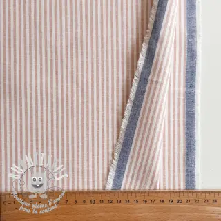 Tissu mélange lin et cotton Stripe rose