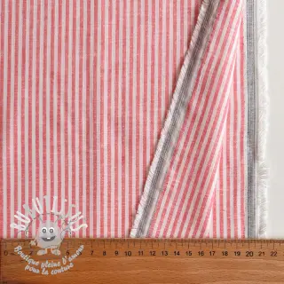 Tissu mélange lin et cotton Stripe salmon